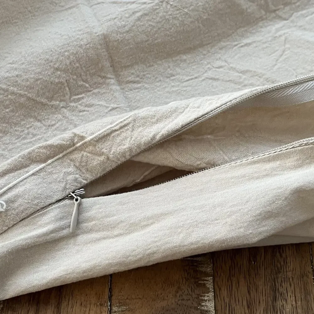 Threshold Queen Duvet Cover 100% Cotton Tan Embroidery Zipper Closure